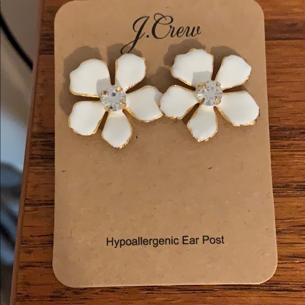 J. CREW white flower earrings